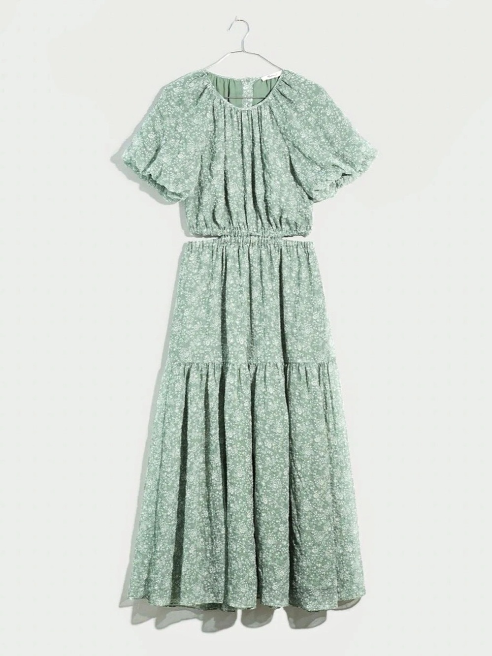 Madewell Floral Midi Dress in Green Size Small Like New